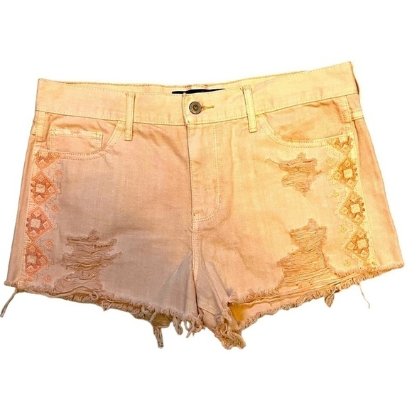 Hollister Embroidered Highrise Peach Denim Jean Short-Short - Picture 1 of 8